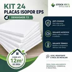 Kit 24 Unidades Placas Isopor AntiChamas 3cm Isolante Térmico Acustico