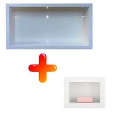 Kit 2 Peças Embutir Porcelanato Branco Nicho e Saboneteira Banheiro