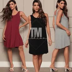Vestido Feminino Regata Curto Viscolycra Liso Confortável