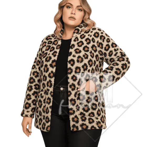 Casaco Feminino Teddy Oncinha Longo Ted Tedy Inverno Pelo de Carneiro Plus Slim