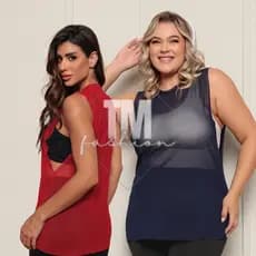 Kit 2 Regata Feminina de Tule Transparente Academia Treino