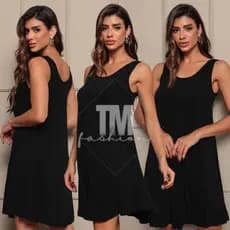 kit 3 Vestido Feminino Regata Curto em Viscolycra Liso e Elegante