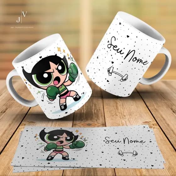 Caneca Personalizada Super Poderosas Lutadora (boxe, muay thai, judô, jiu-jítsu,) + Caixinha Pronta Para Presentear