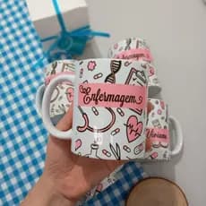 Caneca Personalizada Profissão Enfermagem Com Seu Nome - Porcelana + Caixinha Pronta Para Presentear