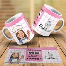 Caneca Personalizada Profissão Confeiteira Com Seu Nome + Caixinha Pronta Para Presentear