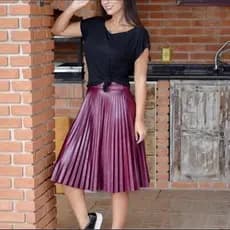 Saia Midi Plissada Cirrê Evangélica Secretária Roupa Feminina Lindíssima