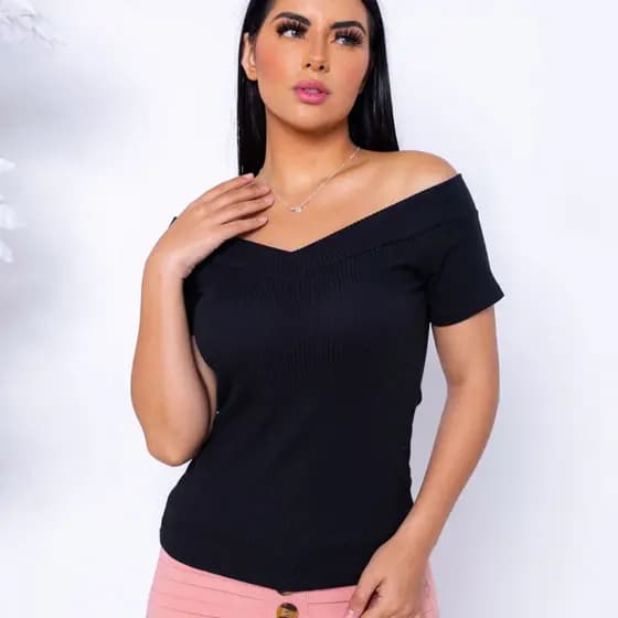 Blusa Blusinha Ombro A Ombro Manga Curta Com Bojo Moda Feminina Top