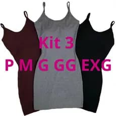 Kit 3 Vestido Feminino Midi Casual Plus Size Alça Fina Tubinho Feminino Vestidinho Tendência Promoção