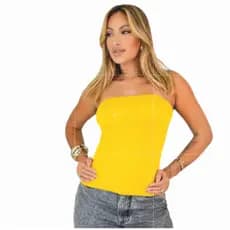 Blusa Blusinha Tube Top Ribana Premium Feminino Forrado Tubinho Básico Canelado Blogueira Ótimo Caimento