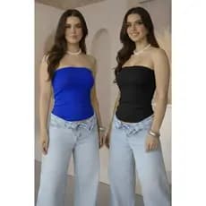 Kit 2 Tube Top Blusa Feminina Forro Busto Kit1 Top  Blusinha Tubinho Modinha Casual Tendência Verão Promoção