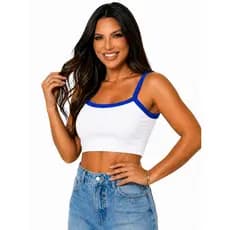 Cropped Feminino Ribana Premium Sem Bojo Alcinha Look Blogueira Promoção Imperdíve