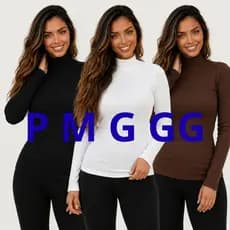 Kit 3 Blusa Frio Feminina Manga Longa Elegante Gola Alta Cacharel Ribana Canelada Roupa Básica Moda Aconchegante Frio