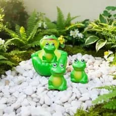Kit 4 sapinhos decoração de jardim família sapo em cerâmica