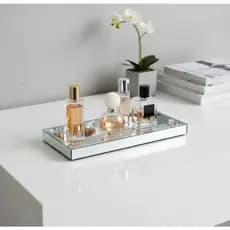 Bandeja espelhada decorativa retangular 12,5x25cm organização luxo