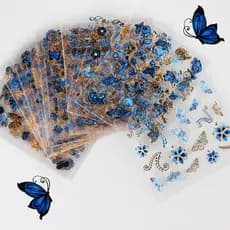 30 PCS 3D Golden Brand Nail Art Sticker Butterfly Letters Flower Nail Decals  for DIY Manicure Design Decoration
