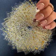 30 Pçs/Set Pentagrama Dourado Adesivos De Unhas Estrela Lua Estilo Geométrico Decalques Para DIY Decoração Da Arte Do Pr