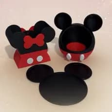 Kit Organizador Mickey e Minnie 3D | Porta Canetas, Porta Clips e Porta Copo Decorativo | Escritório Home Office