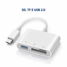 3 EM 1 Cabo Adaptador USB Tipo C Leitor de Cartão de Memória Micro SD, TF E USB 2.0 Conector OTG