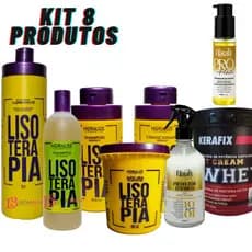 Kit Progressiva Lisoterapia Shampoo Condicionador  1L Sem Formol Com 8 produtos