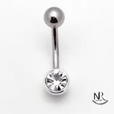Piercing Umbigo Barbell  Com 1 Strass Cristal Delicado Orelha Curvo Aço Cirurgico Hipoalérgico