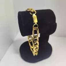 Pulseira Grossa Masculina Aço 316L Folheada a Ouro 18k 10mm Plana