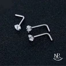 Piercing Nostril Pontinho de Luz 3mm Aço Cirúrgico Piercing de Nariz Prata em L