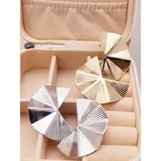 Brinco Feminino Leque Folheado a Prata 925 e Ouro 18k Acessórios Femininos