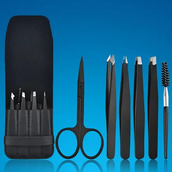 6pçs Pinças De Sobrancelha Em Aço Inoxidável Kit De Ferramentas De Ponta Slant