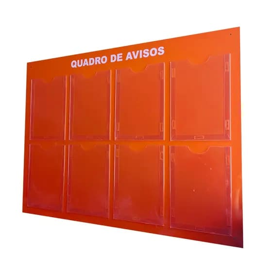 Quadro Aviso Gestão Á Vista 8 Painel Displays A4 ACM Laranja