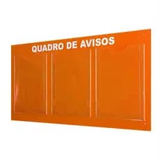 Quadro Aviso Gestão Á Vista  Painel Informativo Mural Recados Parede 3 Displays A4 ACM Laranja