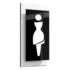 Placa Sinalização Premium Alto Padrão Luxo Porta Banheiro WC Toillet Feminino Mulheres ACM