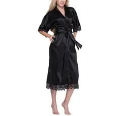 Robe Cetim  Midi Com Renda  Preto Salão Madrinhas Debutante