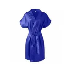 Robe de Cetim Azul - Manga Curta Perfeito para Presente ou Making Of |
