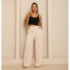 Calça Pantalona Feminina Cintura Alta – Elegante e Não Amarrota