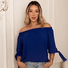 Blusa Cigana meia manga ciganinha charmosa blusinha grande básica com detalhe de amarrar na manga e elástico