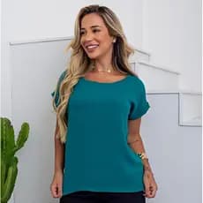 Blusa Feminina Manga Estilo Básico e Elegante Manguinha Curta Tecido Duna Moda Blogueira Tendência