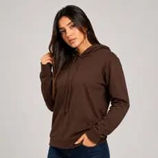 Casaco Feminino Tendência Inverno Moletinho Premium com Capuz e Bolso