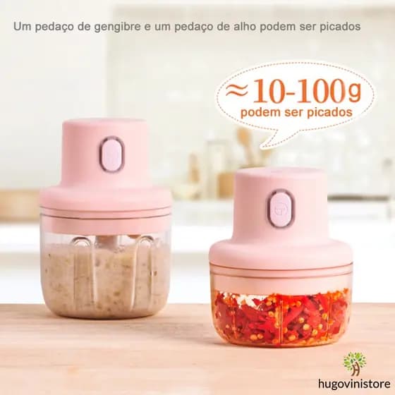 Processador de Alimentos Moedor Alho Elétrico 100ml e 250ml Sem Fio Recarregável USB-KB010
