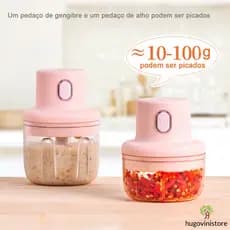Processador de Alimentos Moedor Alho Elétrico 100ml e 250ml Sem Fio Recarregável USB-KB010