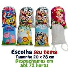 Mochilinhas Personalizadas - Qualquer Tema - Sacochila - Bolsa para Doces - Festa - Lembrancinha