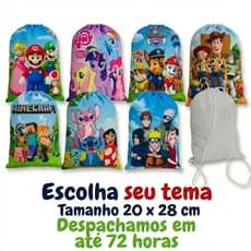 Mochilinhas Personalizadas - Qualquer Tema - Sacochila - Bolsa para Doces - Festa - Lembrancinha