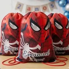 Mochilinhas do Homem Aranha- Nome e Idade - Aniversário - Sacochila - Bolsa para Doces - Lembrancinhas - Festa