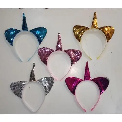 30 Tiaras Unicórnio Com Lantejoulas Cores Sortidas 22x20cm