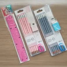Kit Papelaria Lápis Grafite HB Contendo 10 Unidades Nas Tonalidades Rosa Ou Azul