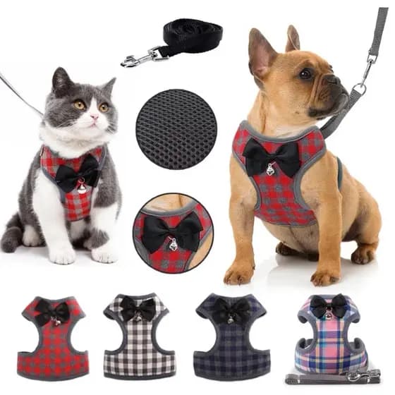 Coleira Colete Pet Peitoral Com Guia Ajustável Para Cães E Gatos