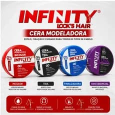 Modeladora Infinity 160g Pasta Cera Diversas Pomada Fixação para Cabelo Profissional