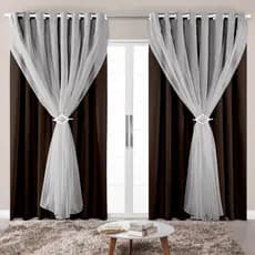 Cortina com Voil / Backout 100% Corta Luz p/ Sala Escritório Quarto Vários Tamanhos - Decoração