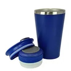 Normal Bluetooth - Copo Térmico Som Led e TAMPA com ABRIDOR (420 ml) - Azul Royal