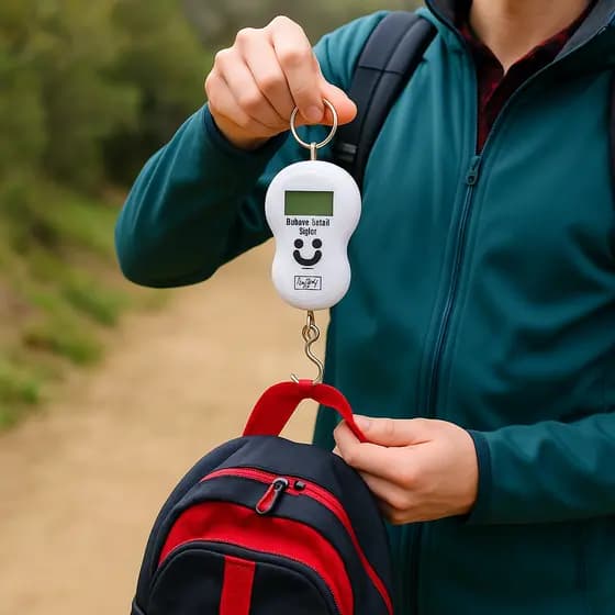 Balança Digital Portátil com Gancho 50kg Pesca Compras Malas Reforçada Compacta Moderna
