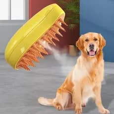 Escova Removedora Pet Cães Gatos Spray Vapor Cerdas Macias Remoção de Pelos Massageador Eficiente